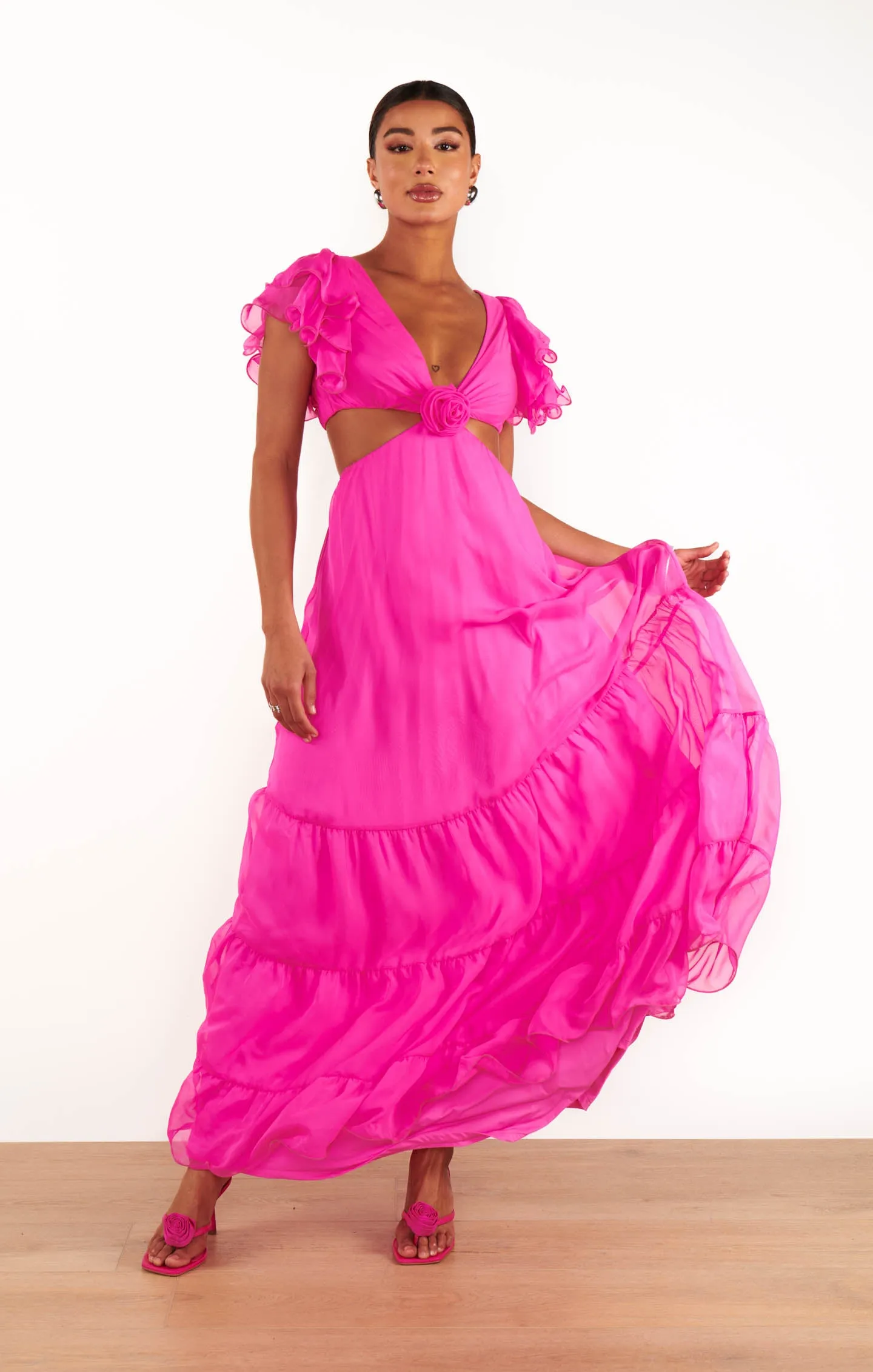 Christine Maxikleid ~ Schockierendes Pink aus Chiffon