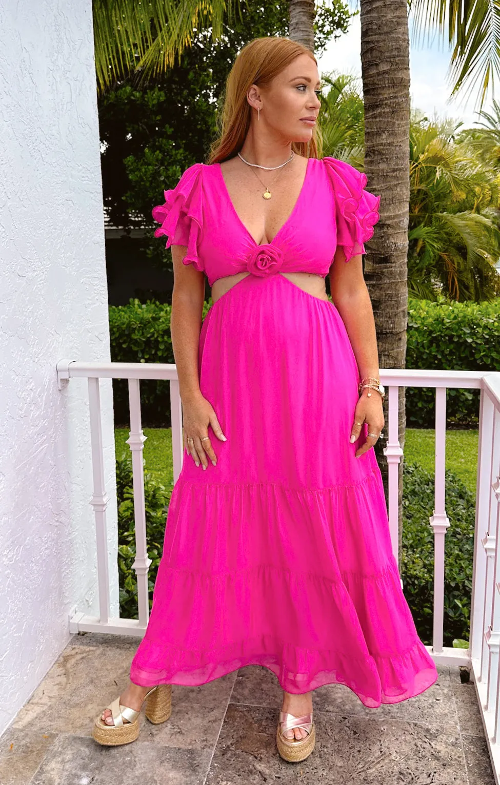 Christine Maxikleid ~ Schockierendes Pink aus Chiffon