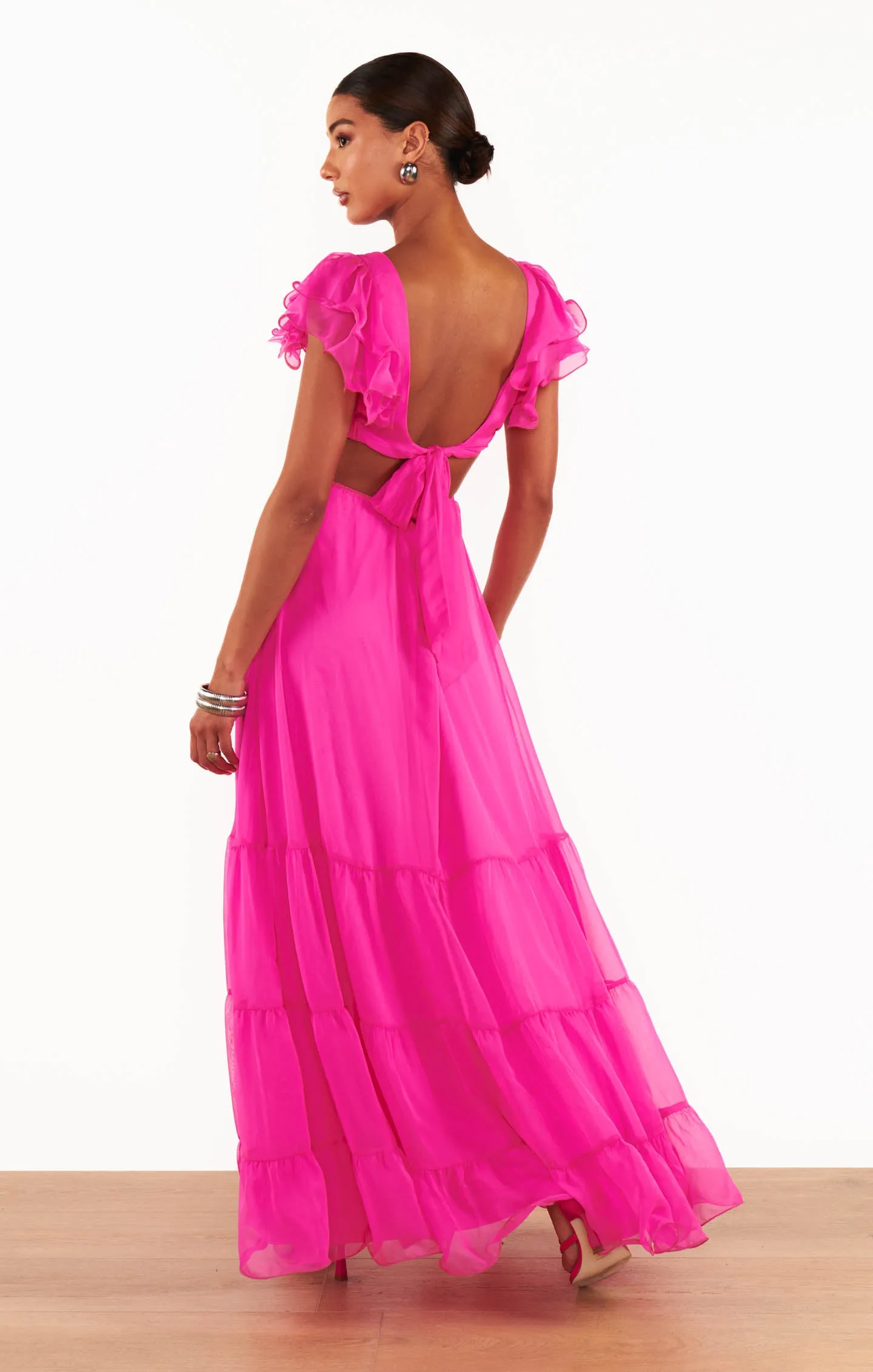 Christine Maxikleid ~ Schockierendes Pink aus Chiffon