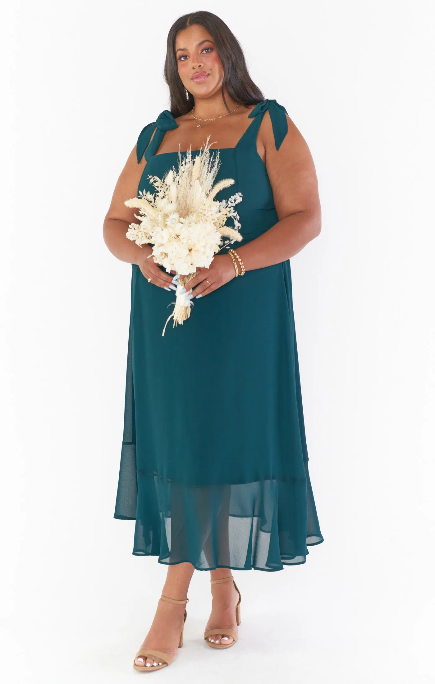 Claire Midi-Kleid ~ Smaragd Chiffon