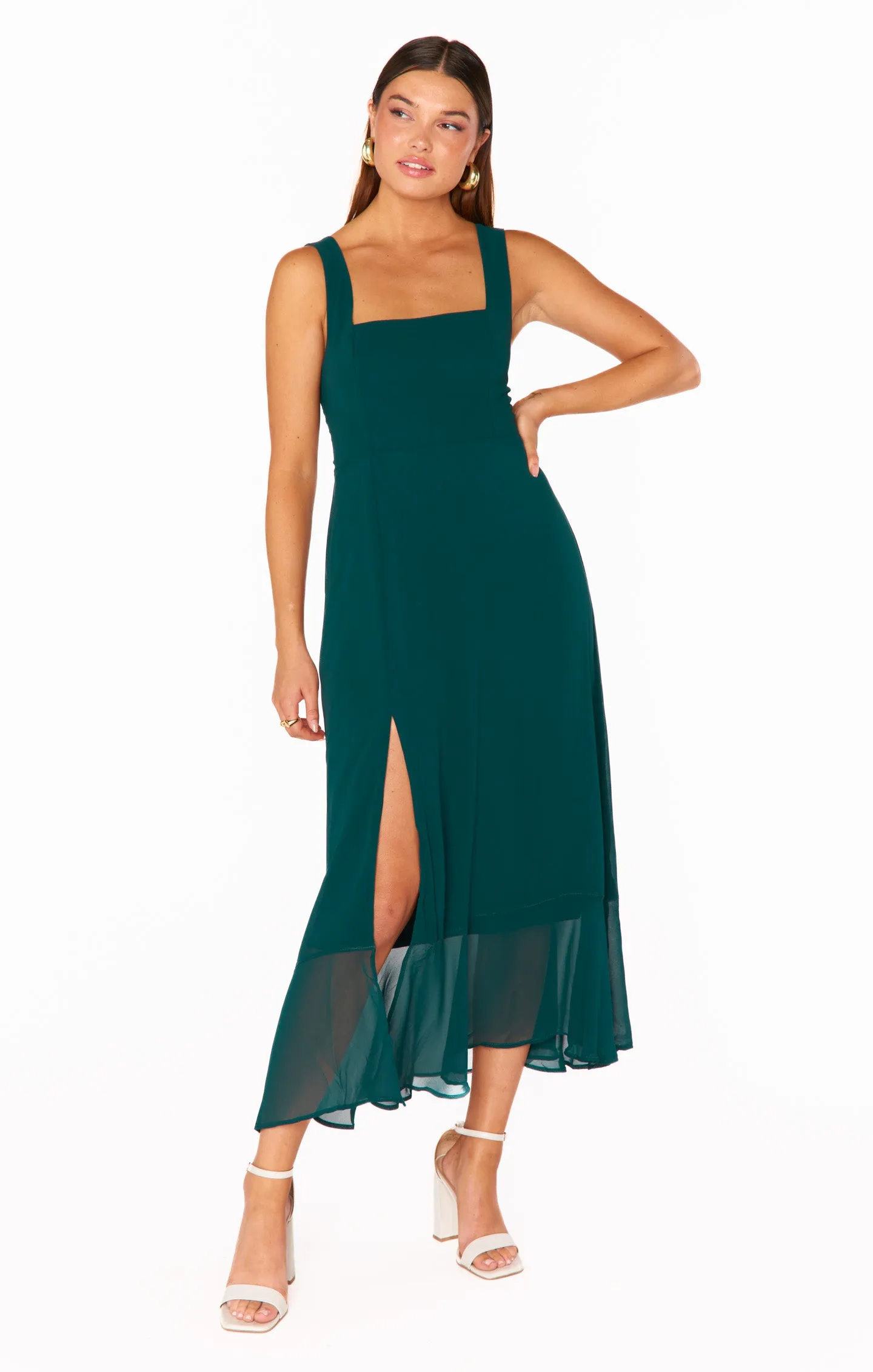 Claire Midi-Kleid ~ Smaragd Chiffon