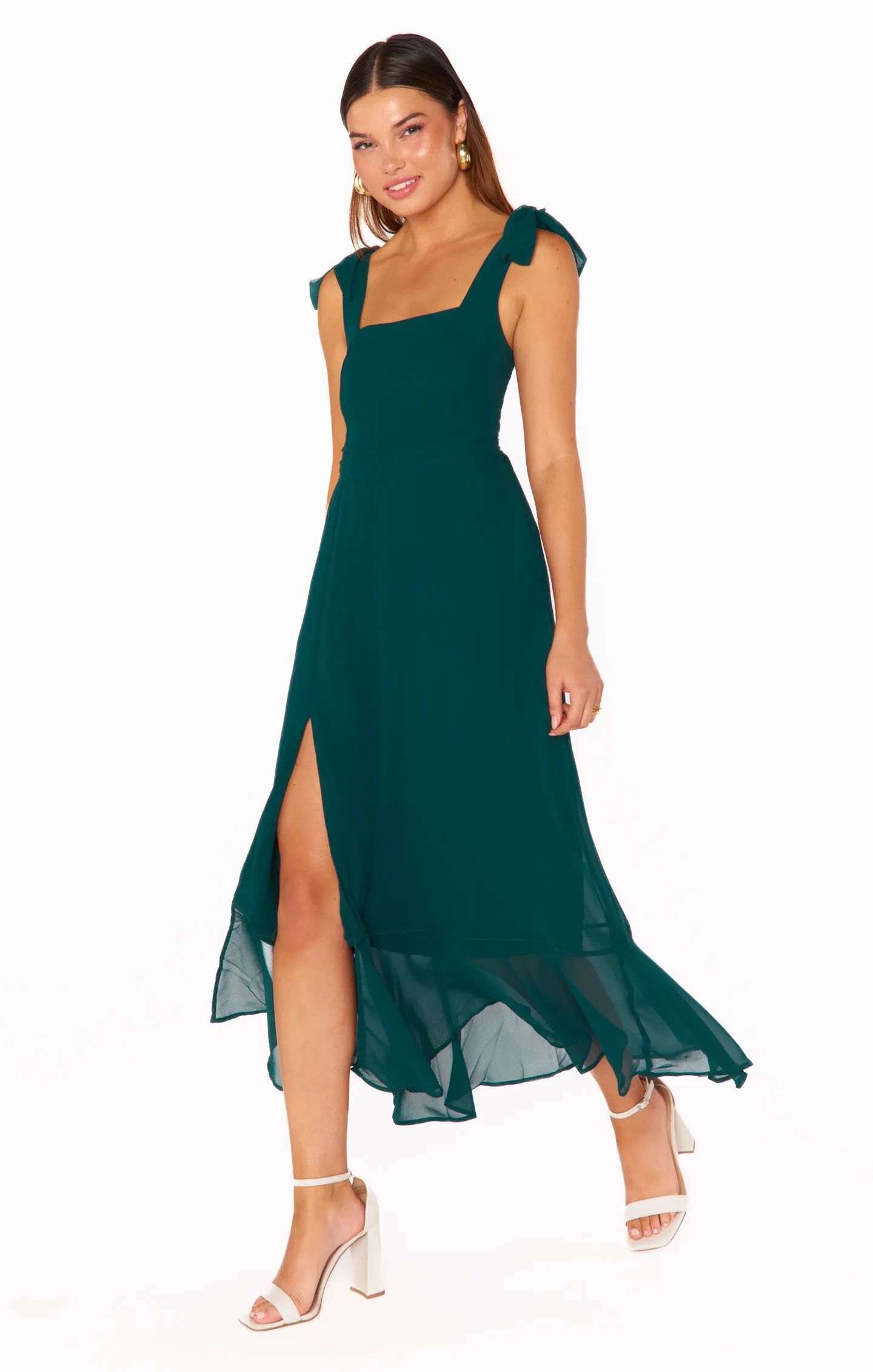 Claire Midi-Kleid ~ Smaragd Chiffon