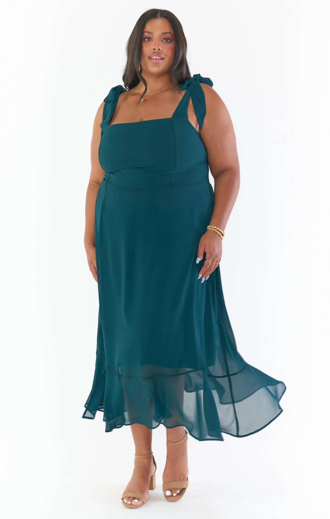 Claire Midi-Kleid ~ Smaragd Chiffon