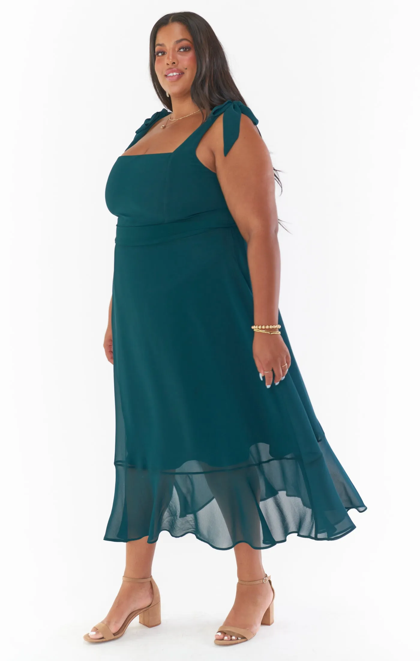 Claire Midi-Kleid ~ Smaragd Chiffon