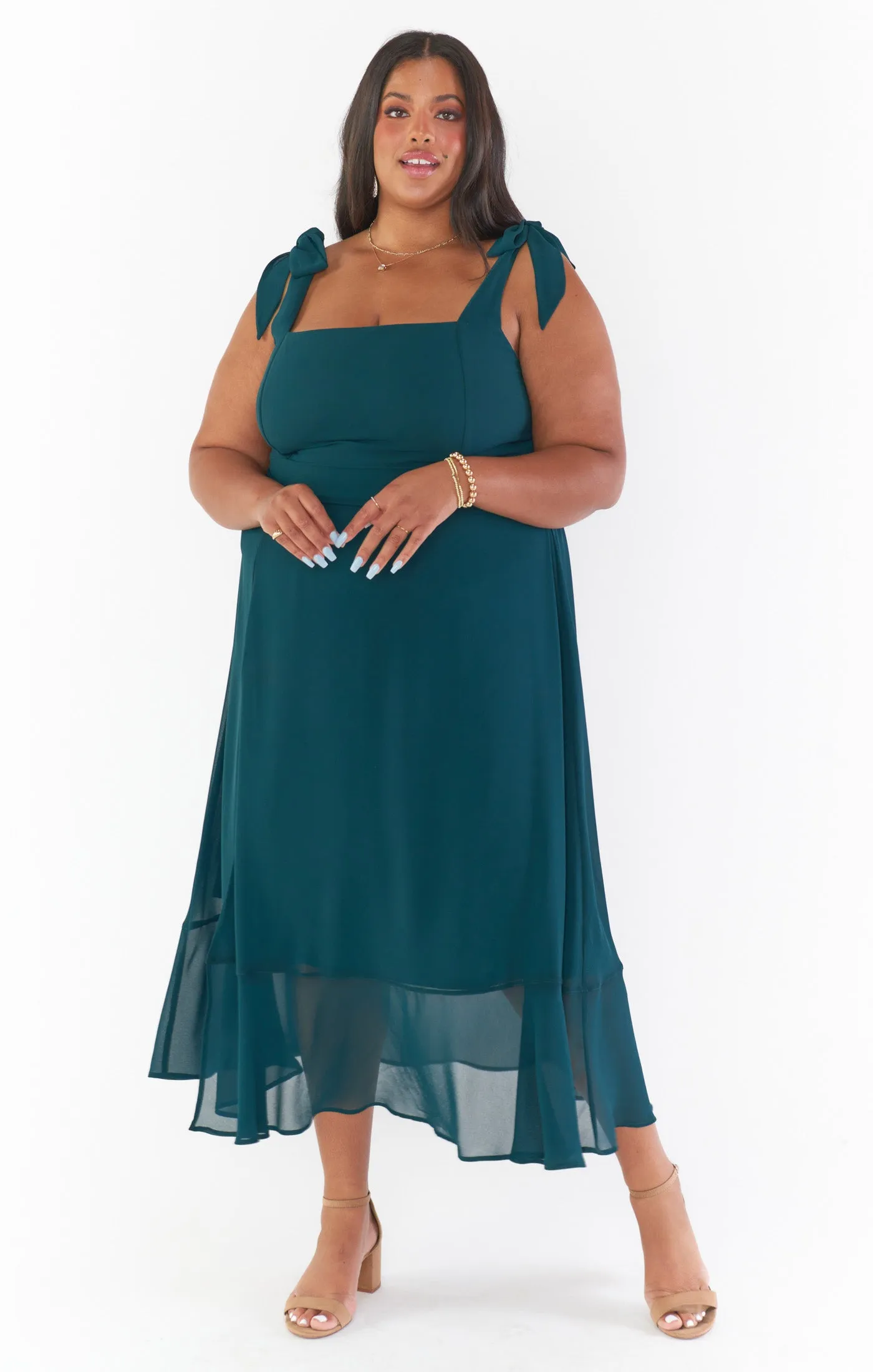Claire Midi-Kleid ~ Smaragd Chiffon