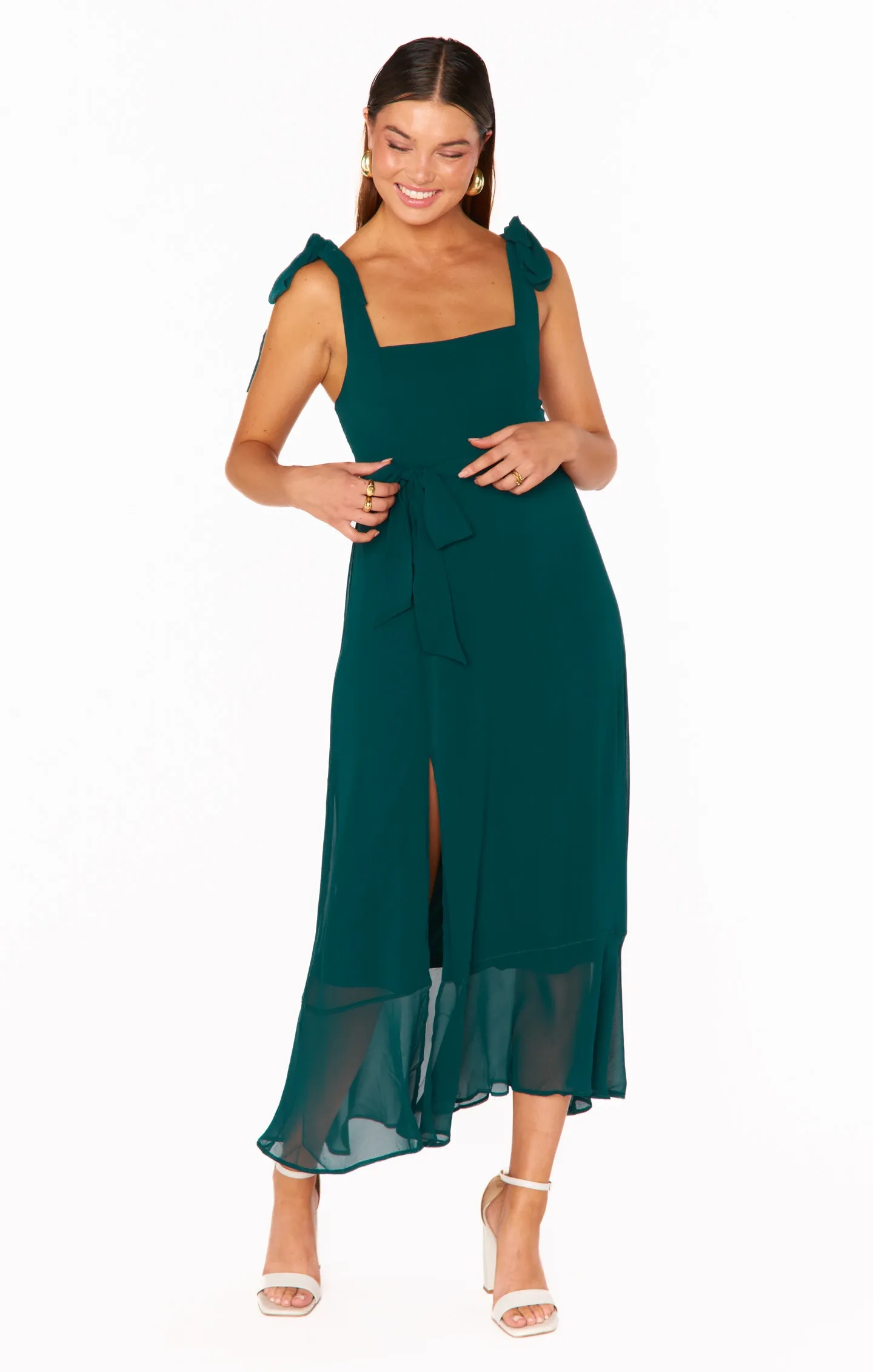 Claire Midi-Kleid ~ Smaragd Chiffon