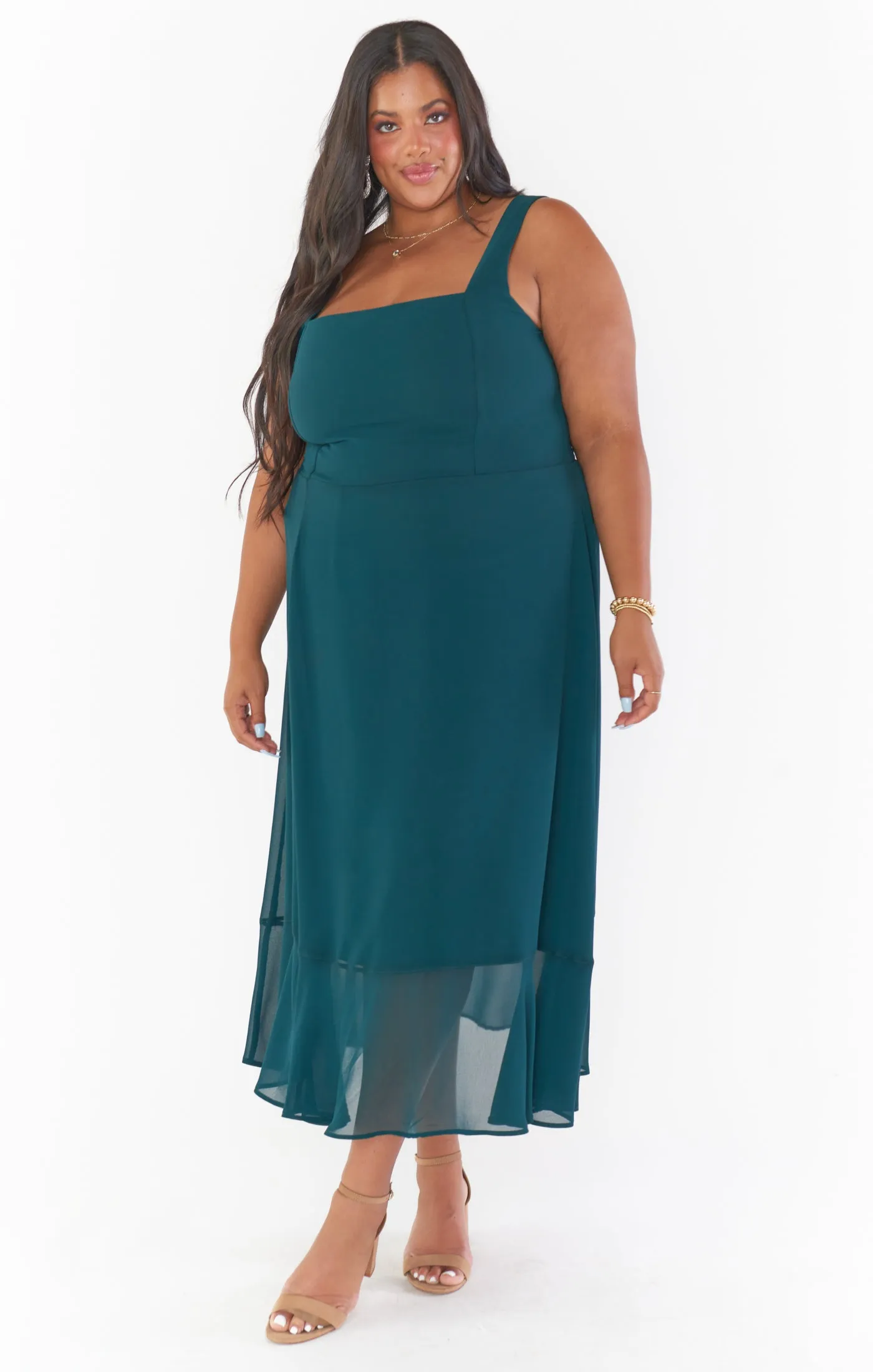 Claire Midi-Kleid ~ Smaragd Chiffon
