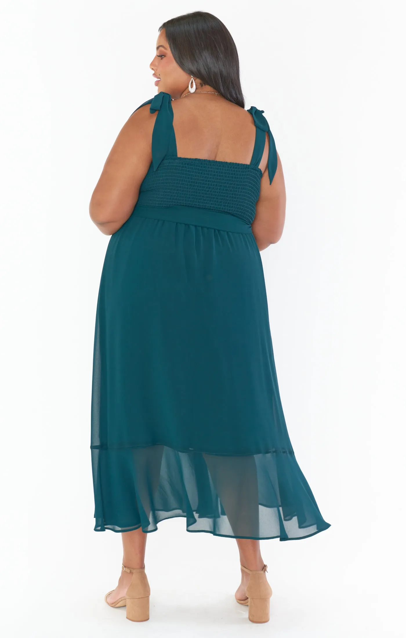 Claire Midi-Kleid ~ Smaragd Chiffon