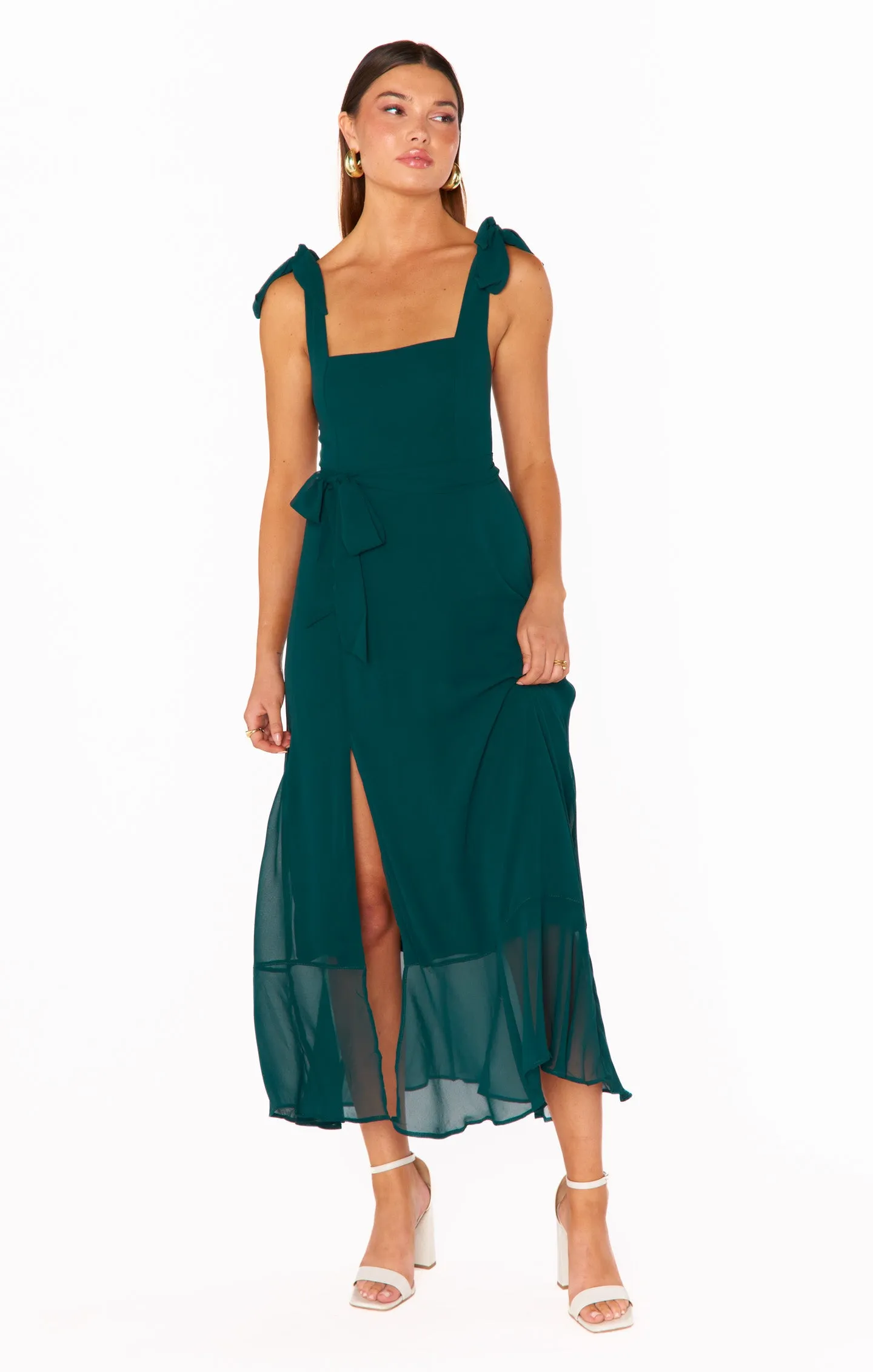 Claire Midi-Kleid ~ Smaragd Chiffon