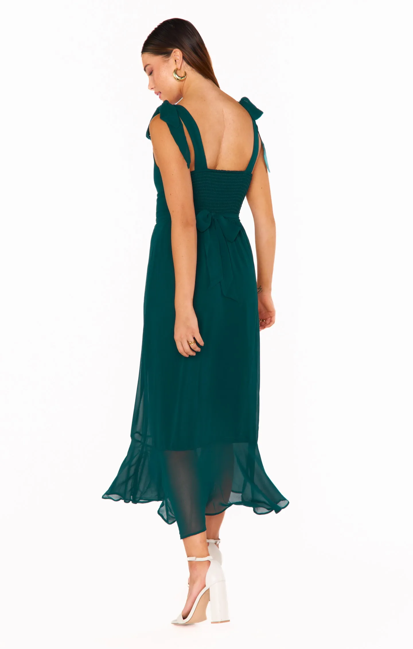 Claire Midi-Kleid ~ Smaragd Chiffon