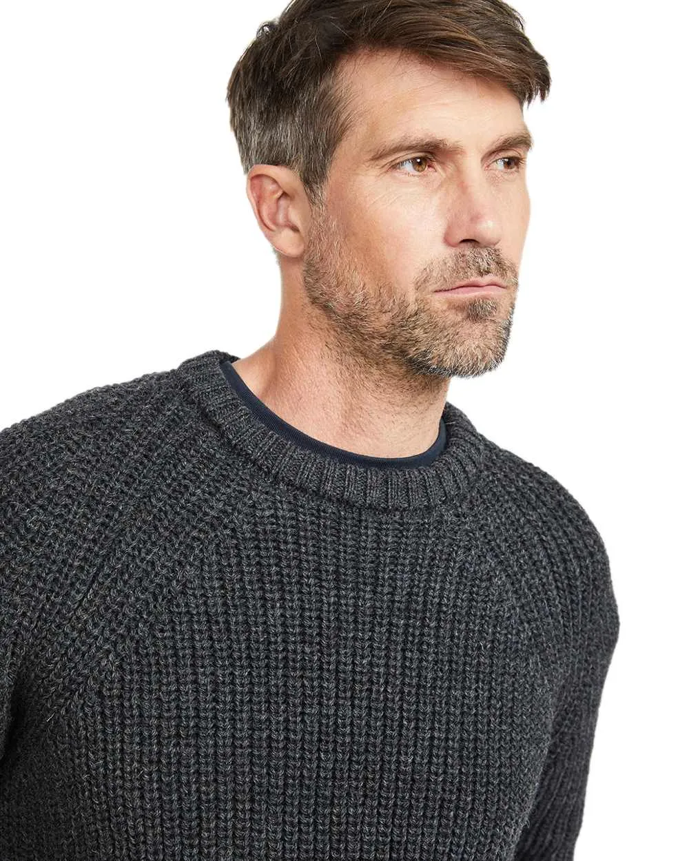 Aran Woollen Mills Aran Herren Fischer-Raglan-Crew-Pullover