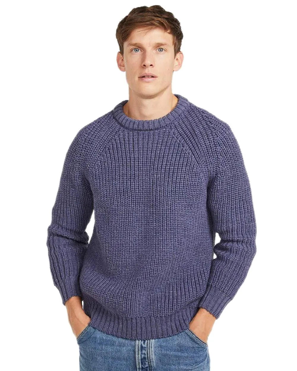 Aran Woollen Mills Aran Herren Fischer-Raglan-Crew-Pullover
