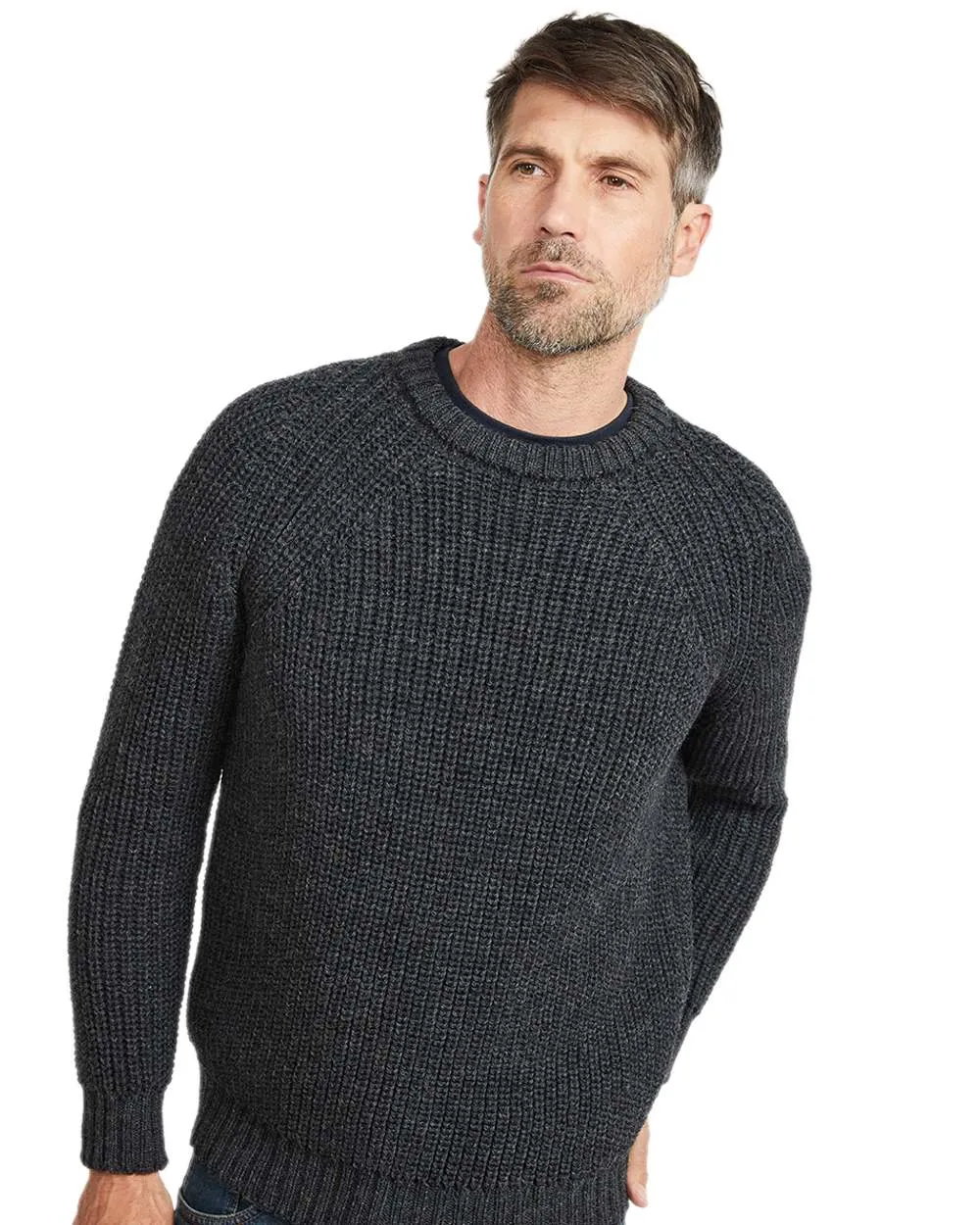 Aran Woollen Mills Aran Herren Fischer-Raglan-Crew-Pullover