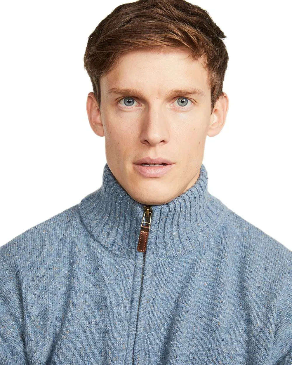 Kleidung Aran Woollen Mills Aran Wolle Reißverschluss Pullover mit Stehkragen