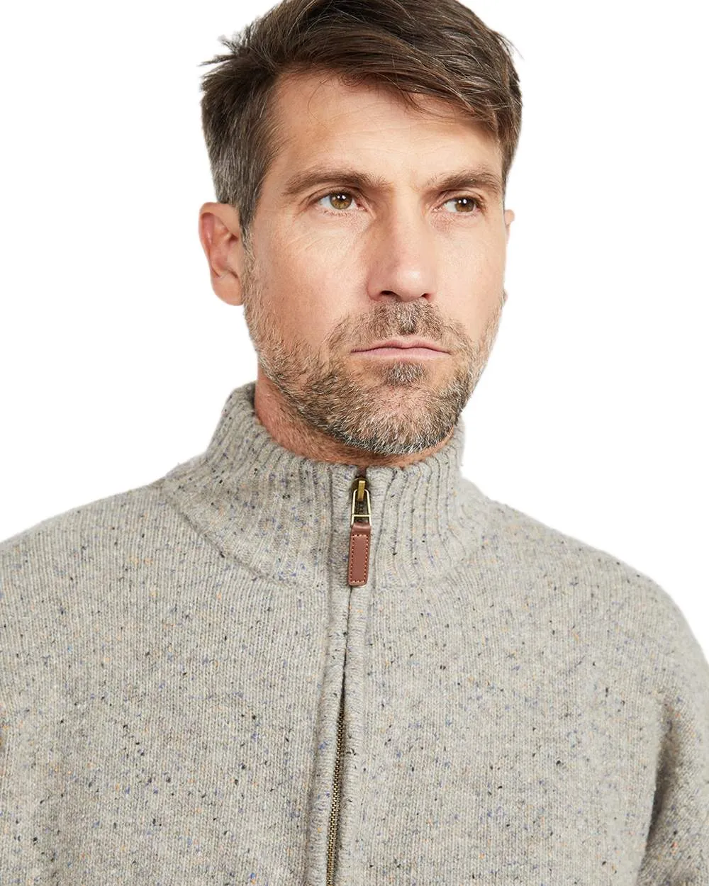 Kleidung Aran Woollen Mills Aran Wolle Reißverschluss Pullover mit Stehkragen