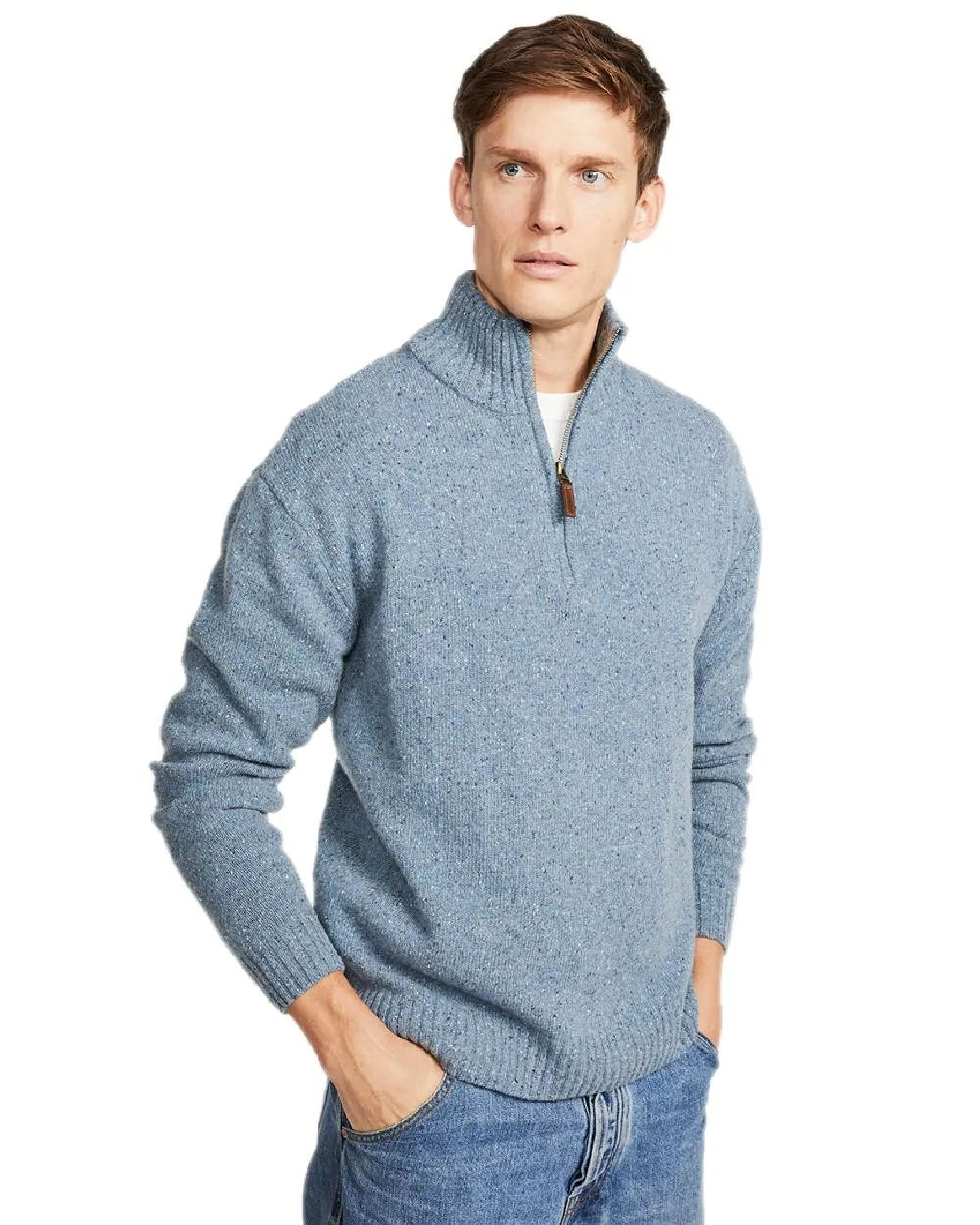 Kleidung Aran Woollen Mills Aran Wolle Reißverschluss Pullover mit Stehkragen