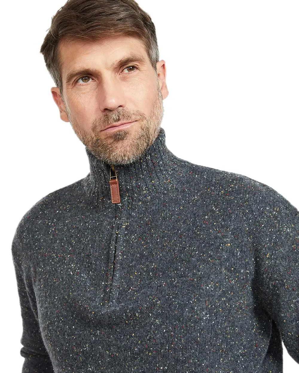Kleidung Aran Woollen Mills Aran Wolle Reißverschluss Pullover mit Stehkragen