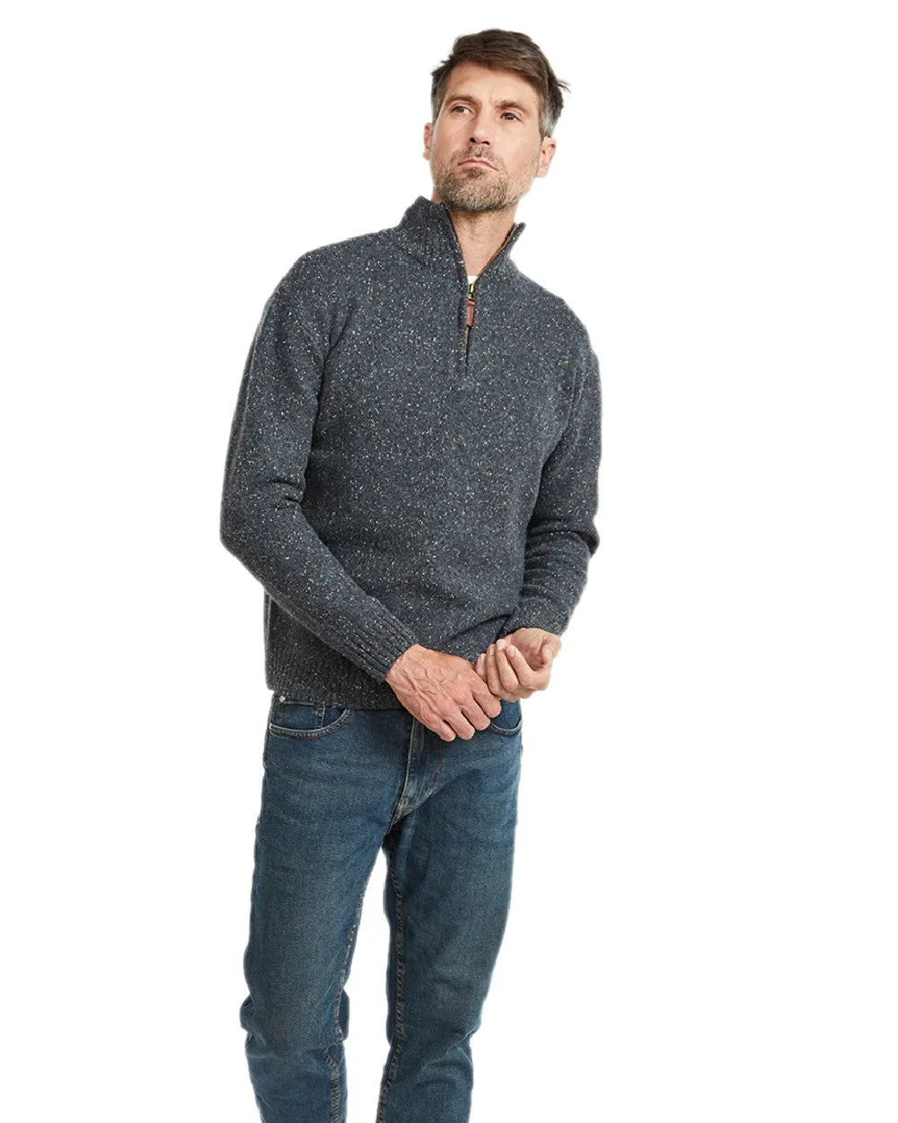 Kleidung Aran Woollen Mills Aran Wolle Reißverschluss Pullover mit Stehkragen