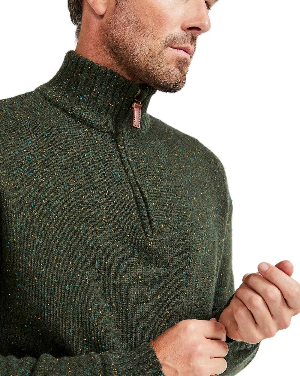 Kleidung Aran Woollen Mills Aran Wolle Reißverschluss Pullover mit Stehkragen