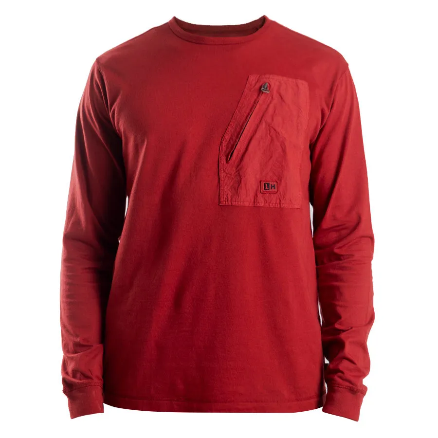 Bekleidung Linke Hand Herren Langarm T-Shirt mit linker Tasche Burgunder