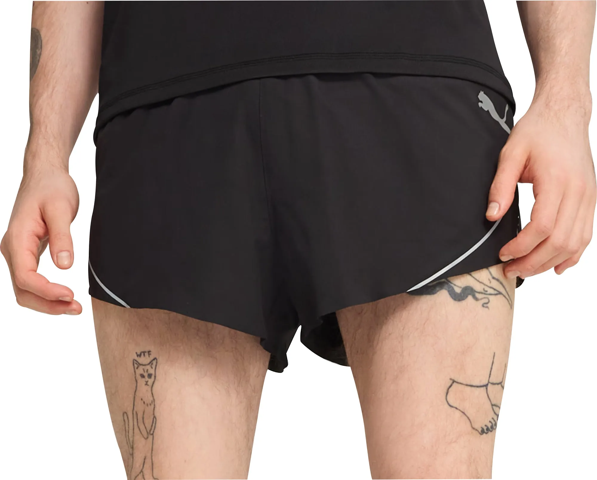 Bekleidung Puma Herren Puma Raceday Ultraweave 3 Zoll geteilte Herren Laufshorts - Schwarz