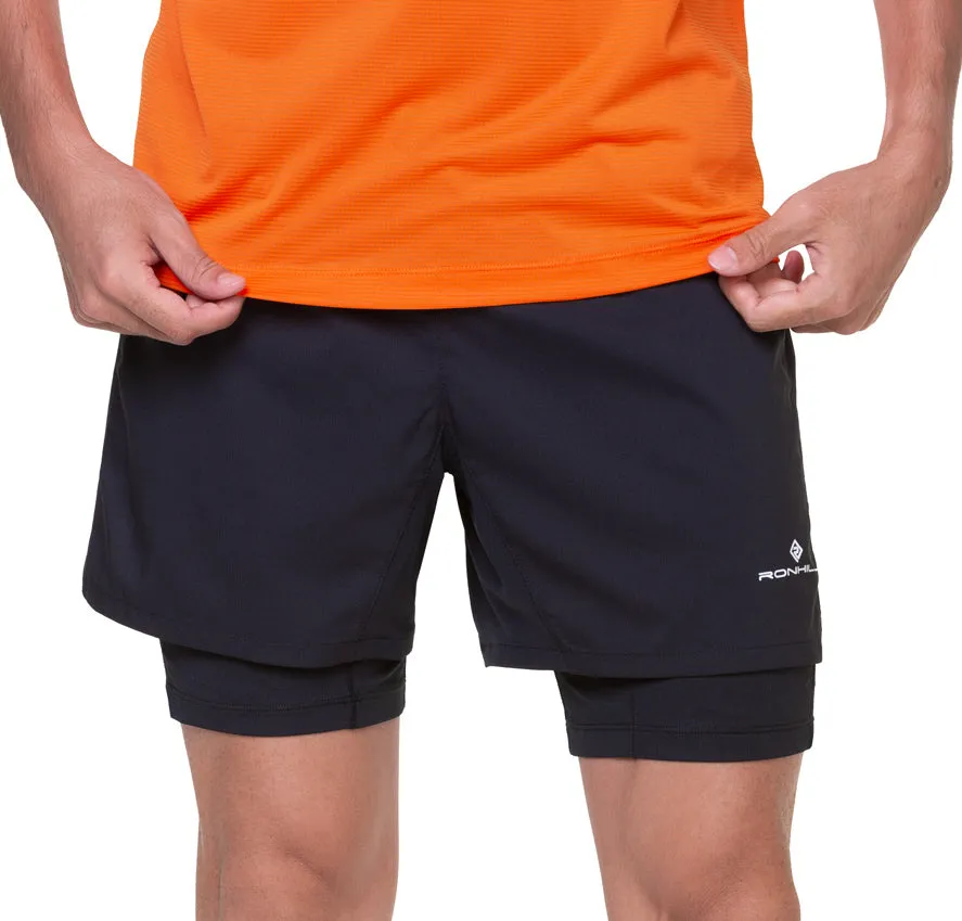 Bekleidung Ronhill Herren Ronhill Tech Twin 2 In 1 Herren Laufshorts - Schwarz