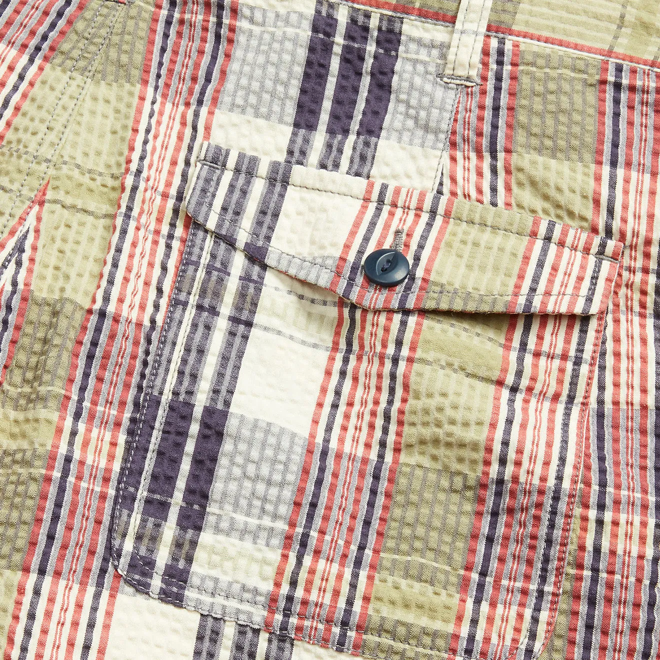 Bekleidung RRL von Ralph Lauren Herren RRL von Ralph Lauren Offiziers-Seersucker-Madras-Shorts Mehrfarbig Blau