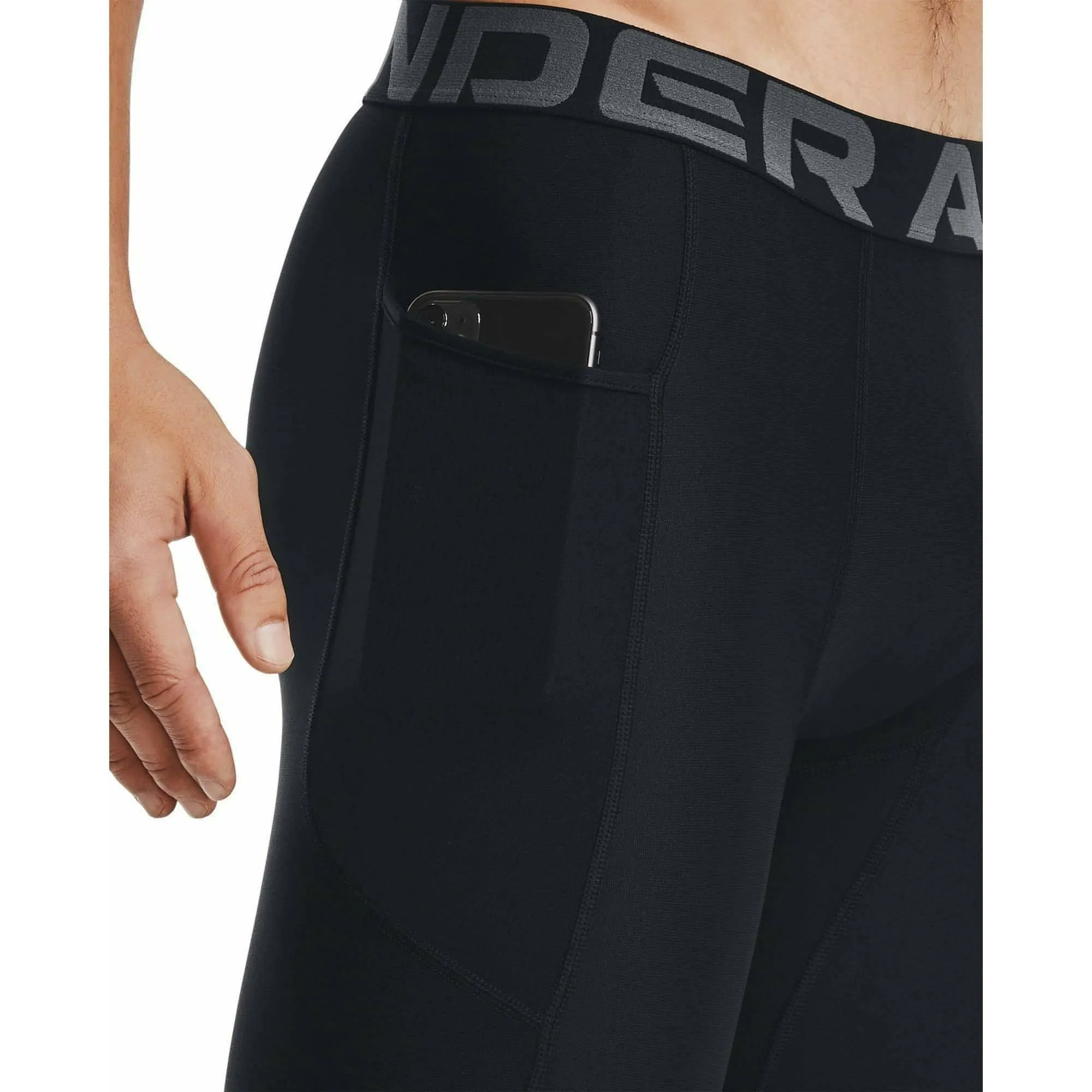 Bekleidung Under Armour Herren Under Armour HeatGear Pocket Lange Herren Kompressionsshorts - Schwarz