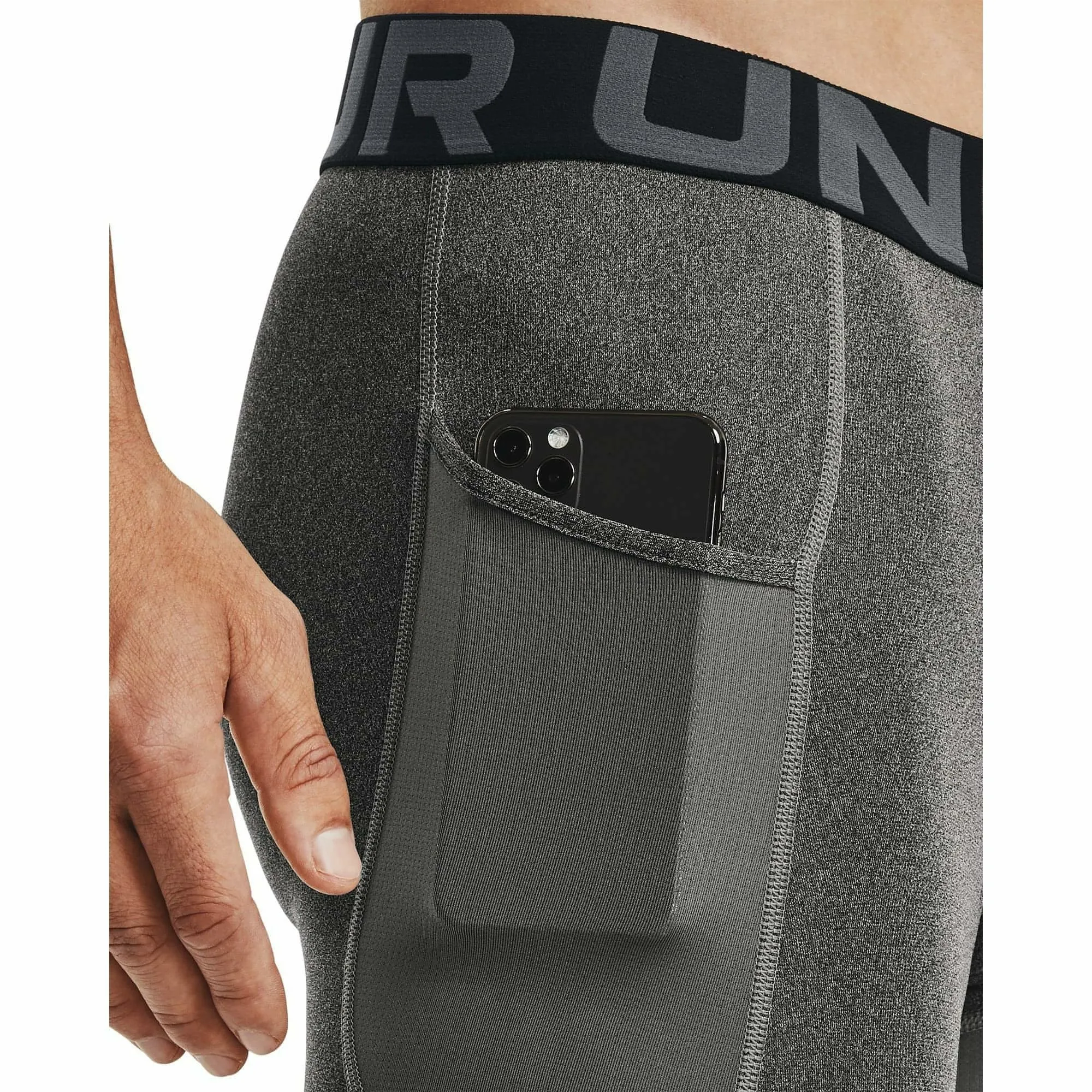 Unterwäsche Under Armour Herren Under Armour HeatGear Pocket Lange Herren Kompressionsshorts - Grau