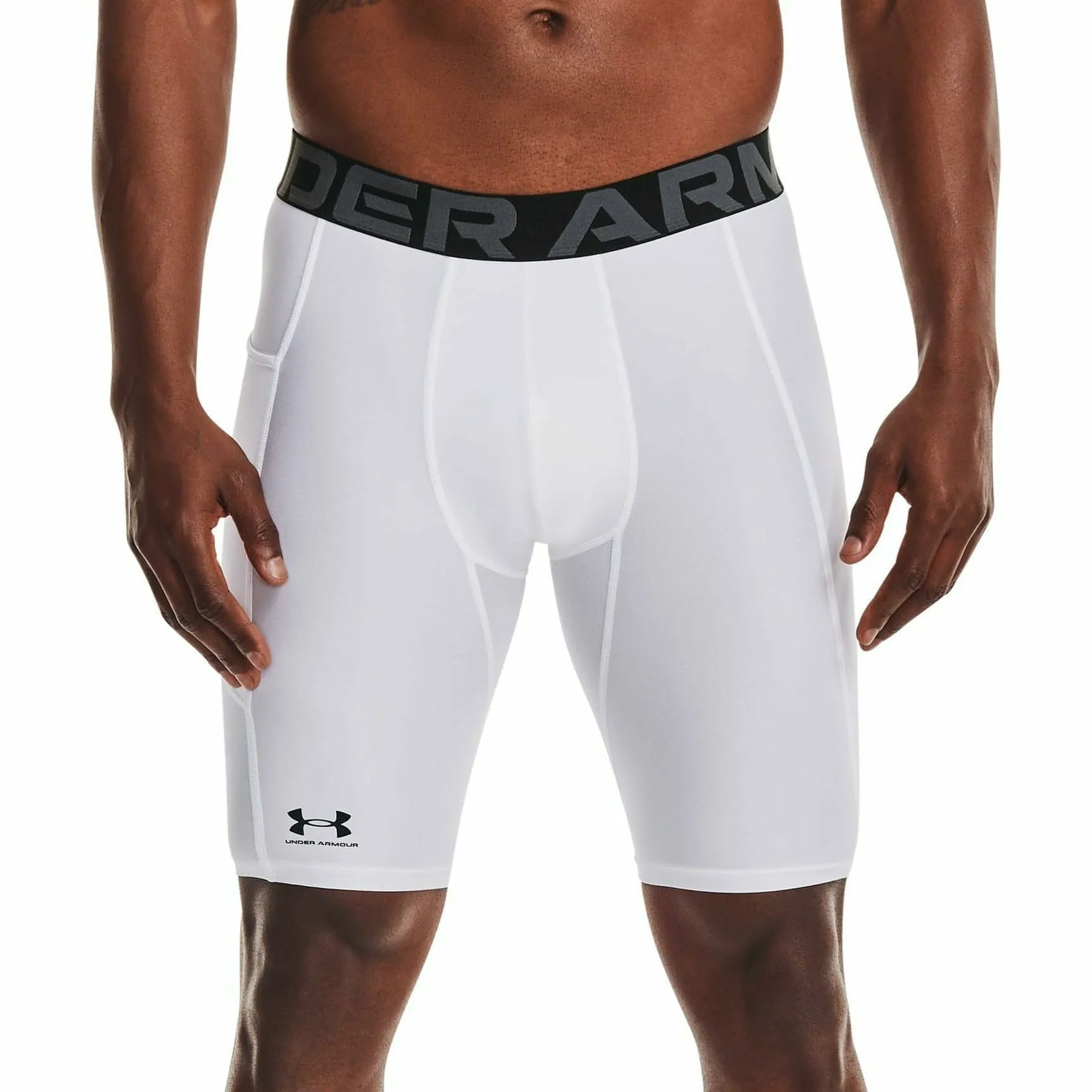 Unterwäsche Under Armour Herren Under Armour HeatGear Pocket Lange Herren Kompressionsshorts - Weiß