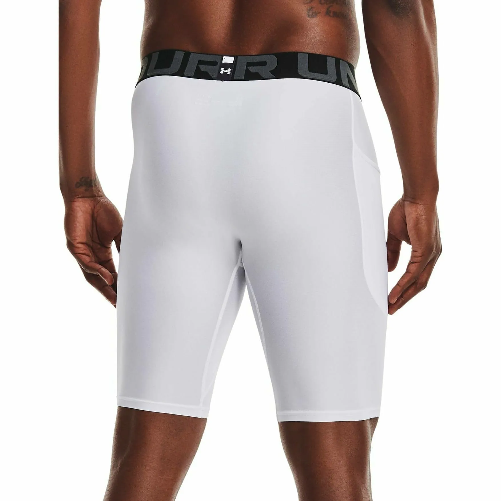 Unterwäsche Under Armour Herren Under Armour HeatGear Pocket Lange Herren Kompressionsshorts - Weiß
