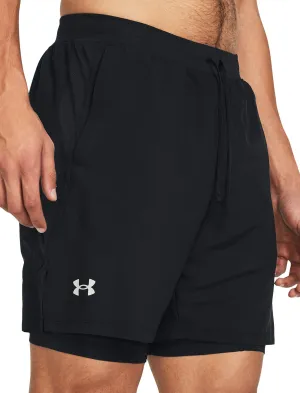 Clothing Under Armour  Men Under Armour Launch 2 In 1 Mens Running Shorts - Black