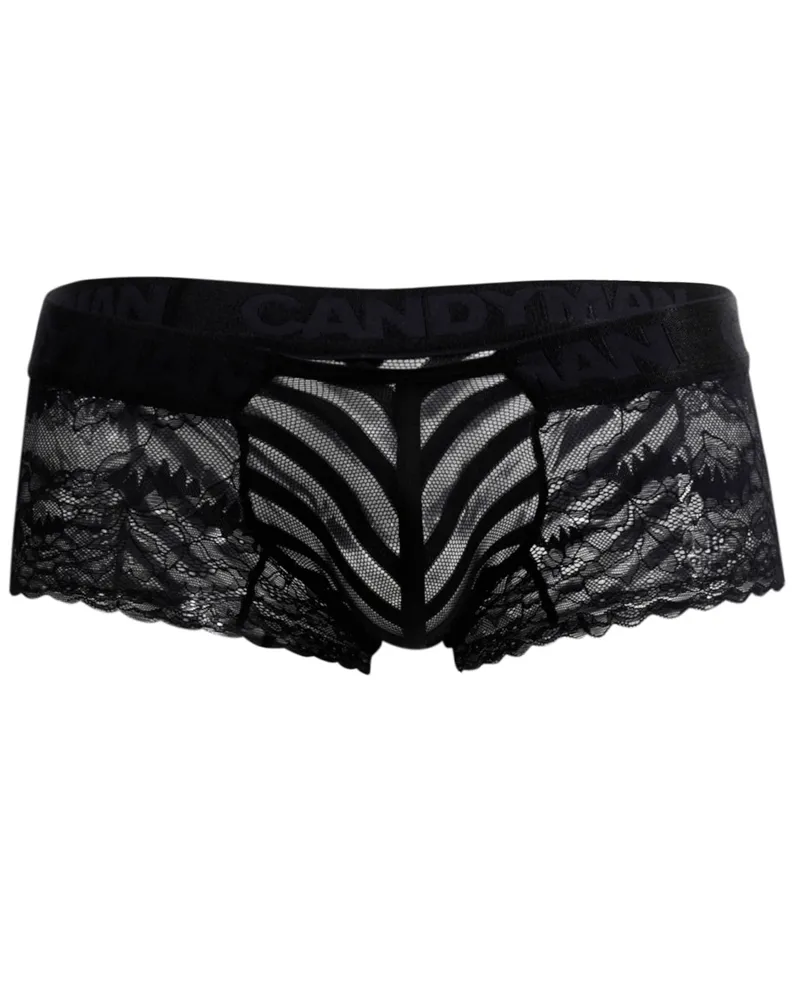Bekleidung_Candyman_Herrenunterwäsche Candyman 99393x Spitzen-Mesh-Slip Schwarz