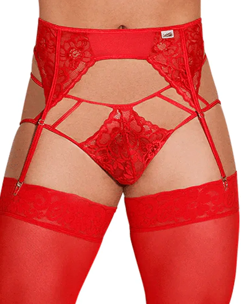 Bekleidung_Candyman_Herrenunterwäsche Candyman 99550 Spitzenhalter-Jockstrap-Outfit Rot