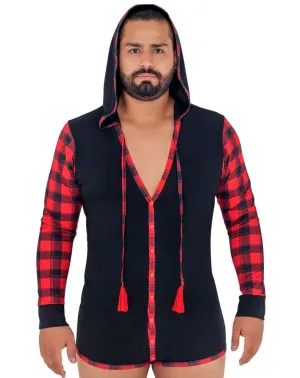Clothing_Candyman_Mens Underwear Candyman 99575x Hoodie Bodysuit Black