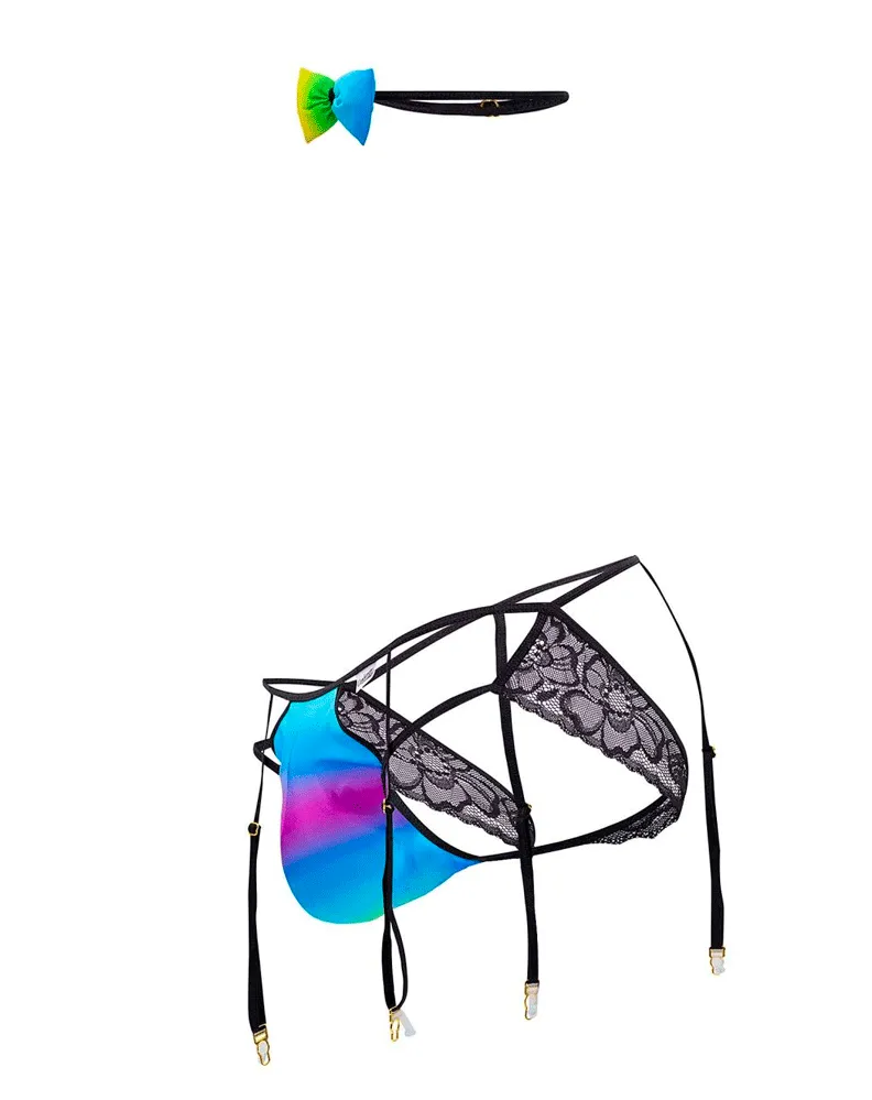 Bekleidung_Candyman_Herrenunterwäsche Candyman 99630 Bunter Strumpfhalter-Jockstrap Regenbogen