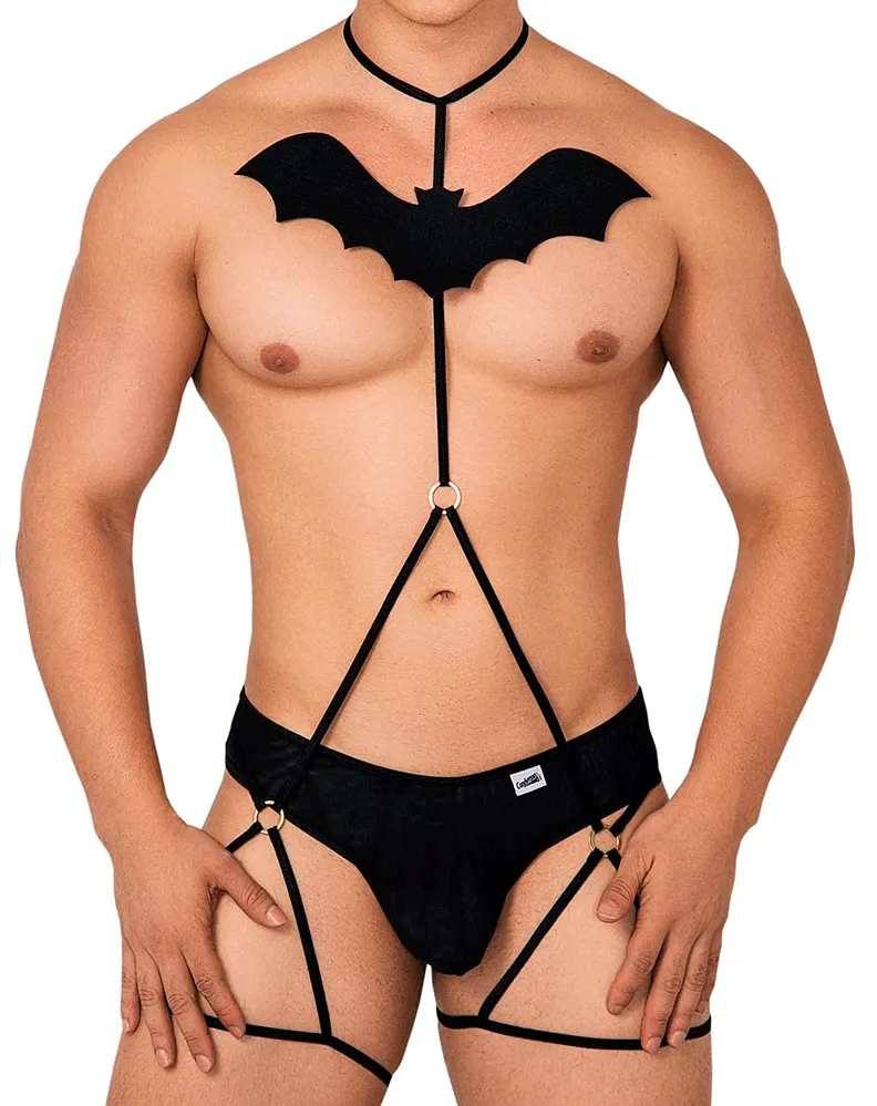 Bekleidung_Candyman_Herrenunterwäsche Candyman 99631 Fledermaus Zwei-Teile-Set Schwarz