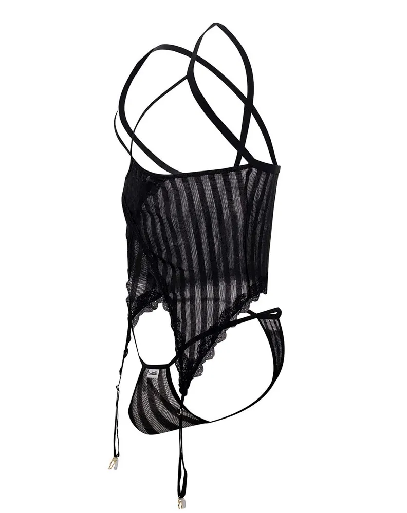 Bekleidung_Candyman_Herrenunterwäsche Candyman 99654 Mesh-Zweiteiler Schwarz