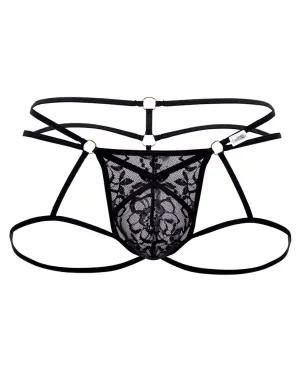 Clothing_Candyman_Mens Underwear Candyman 99671 Lace Jock Thongs Black