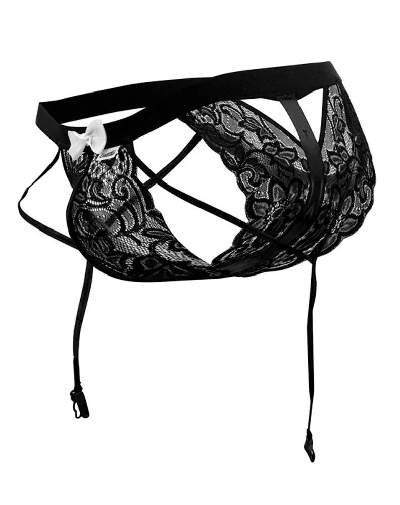 Bekleidung_Candyman_Herrenunterwäsche Candyman 99679 Spitzen-Strumpfhalter-Slip Schwarz
