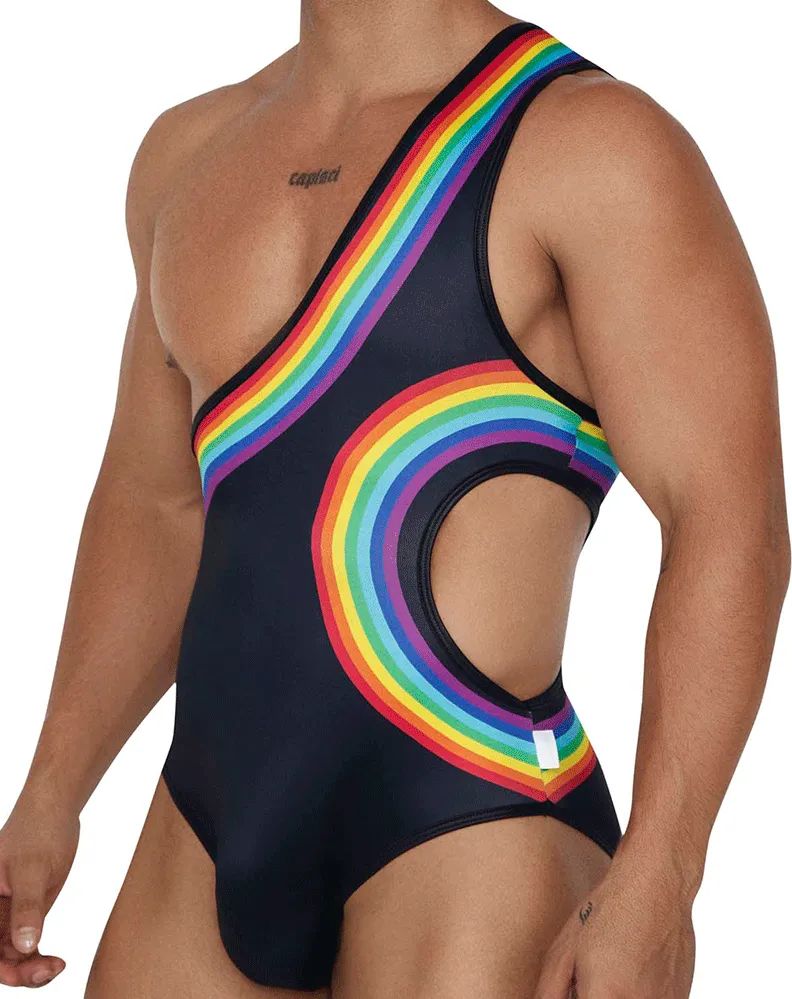 Bekleidung_Candyman_Herrenunterwäsche Candyman 99702 Regenbogen-Bodysuit Schwarz