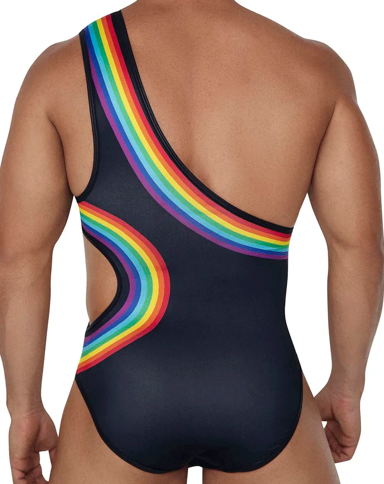 Bekleidung_Candyman_Herrenunterwäsche Candyman 99702 Regenbogen-Bodysuit Schwarz