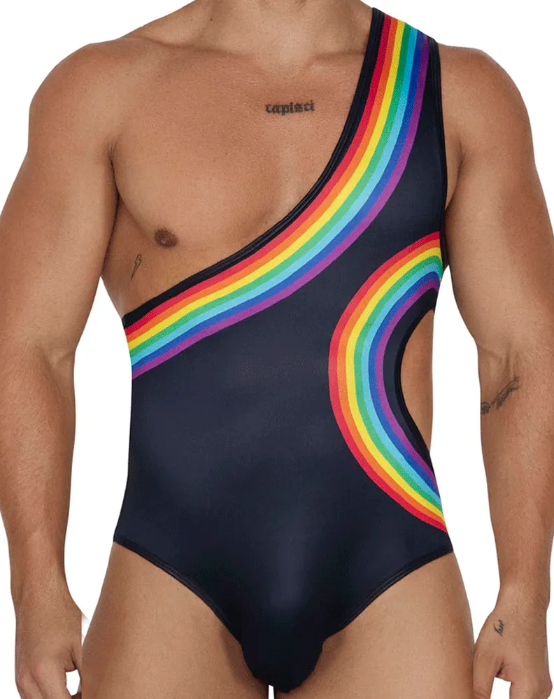 Bekleidung_Candyman_Herrenunterwäsche Candyman 99702 Regenbogen-Bodysuit Schwarz