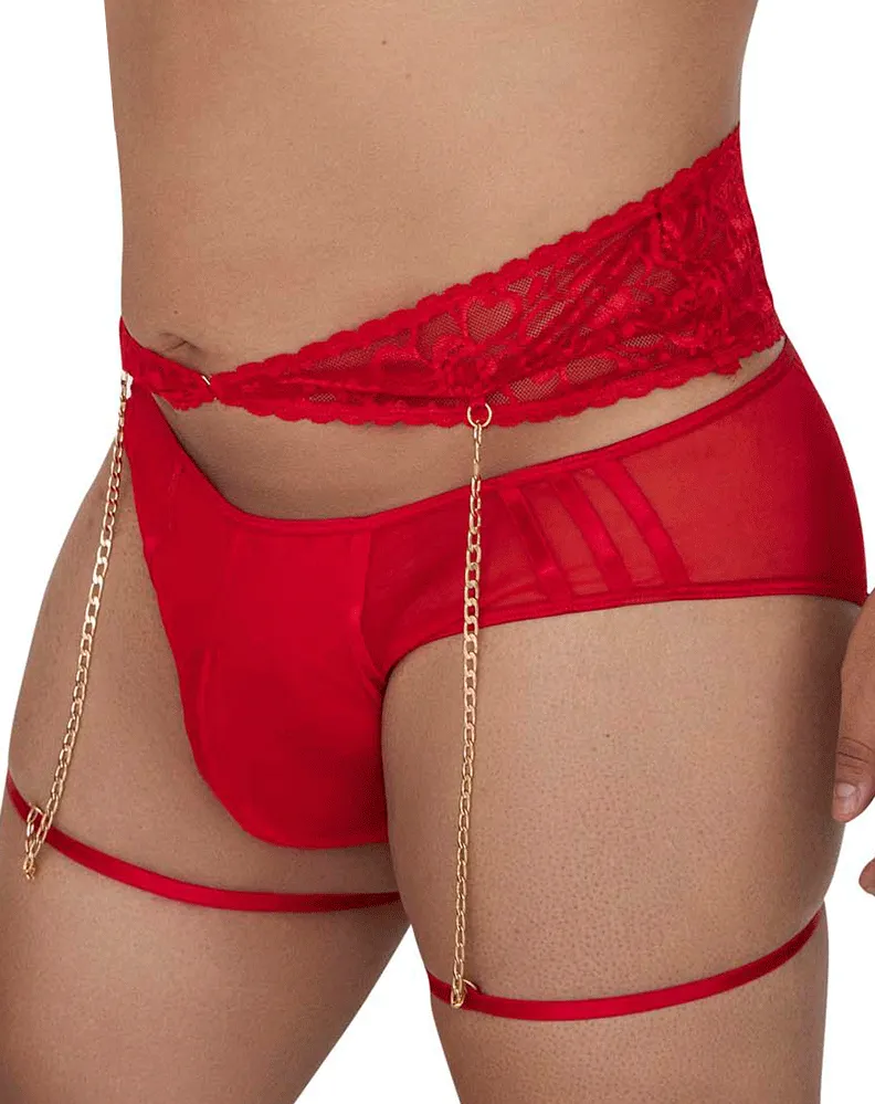 Bekleidung_Candyman_Herrenunterwäsche Candyman 99703x Strumpfhalter-Slip Zwei-Teile-Set Rot