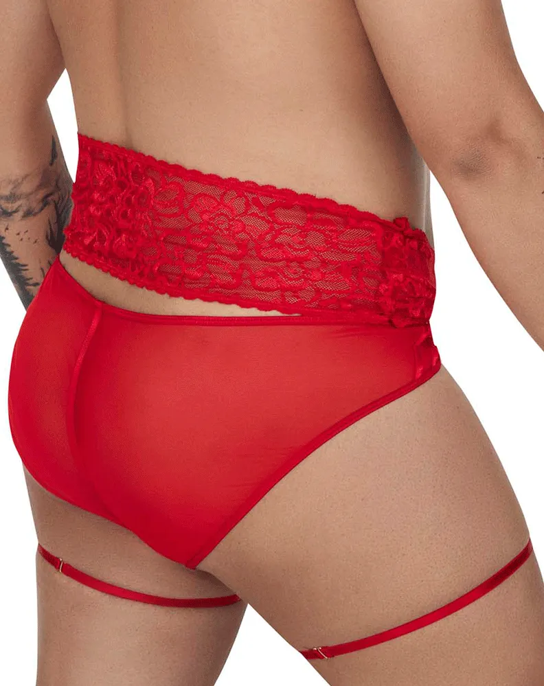 Bekleidung_Candyman_Herrenunterwäsche Candyman 99703x Strumpfhalter-Slip Zwei-Teile-Set Rot