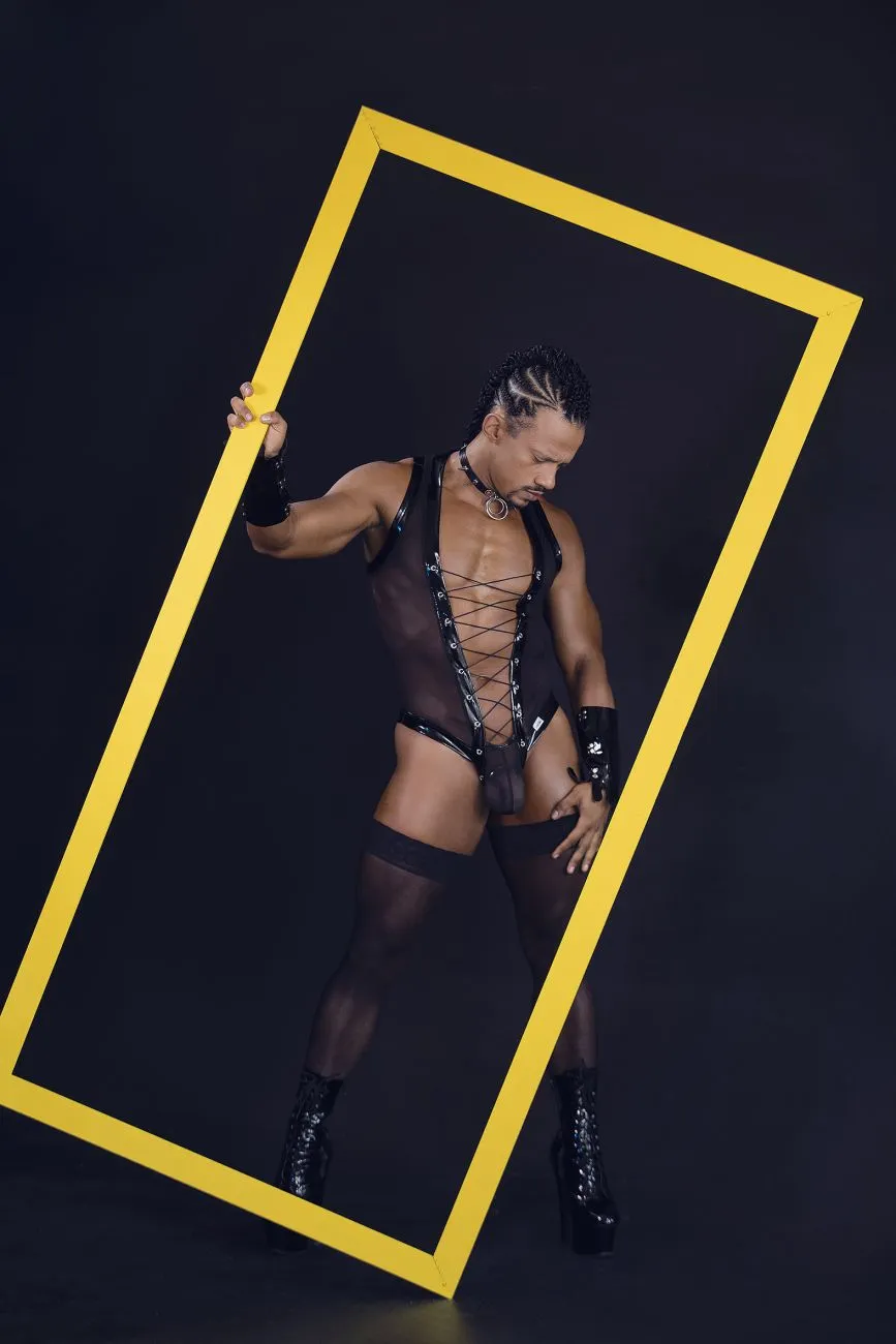 Bekleidung_Candyman_Herrenunterwäsche CandyMan 99774 Gladiatoren-Bodysuit Farbe Schwarz