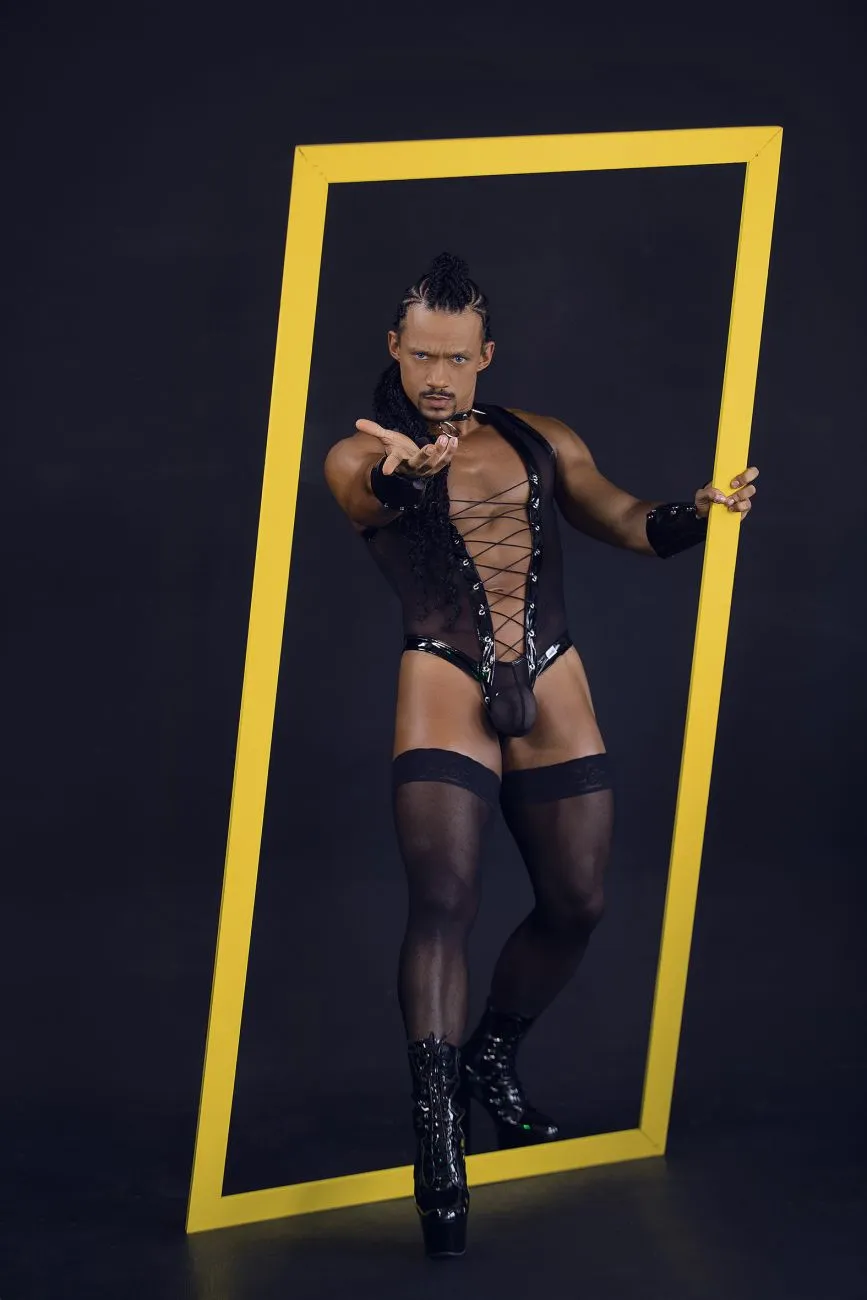 Bekleidung_Candyman_Herrenunterwäsche CandyMan 99774 Gladiatoren-Bodysuit Farbe Schwarz