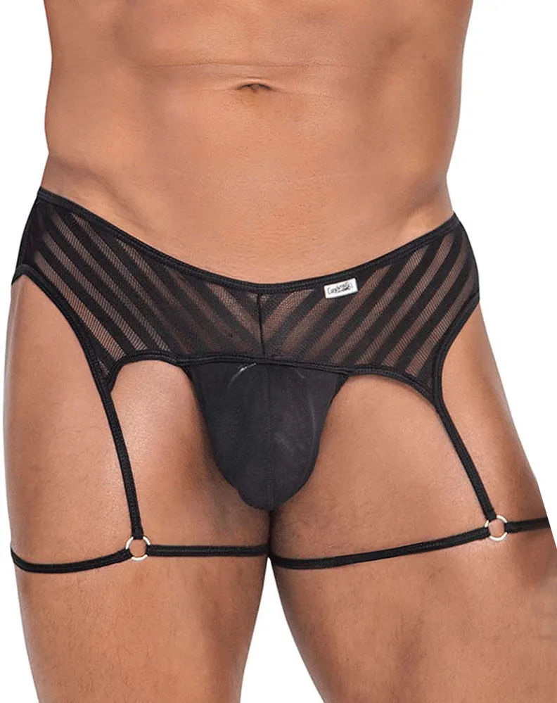 Bekleidung_Candyman_Herrenunterwäsche Candyman 99792 Mesh-Strumpfband-Tanga Schwarz