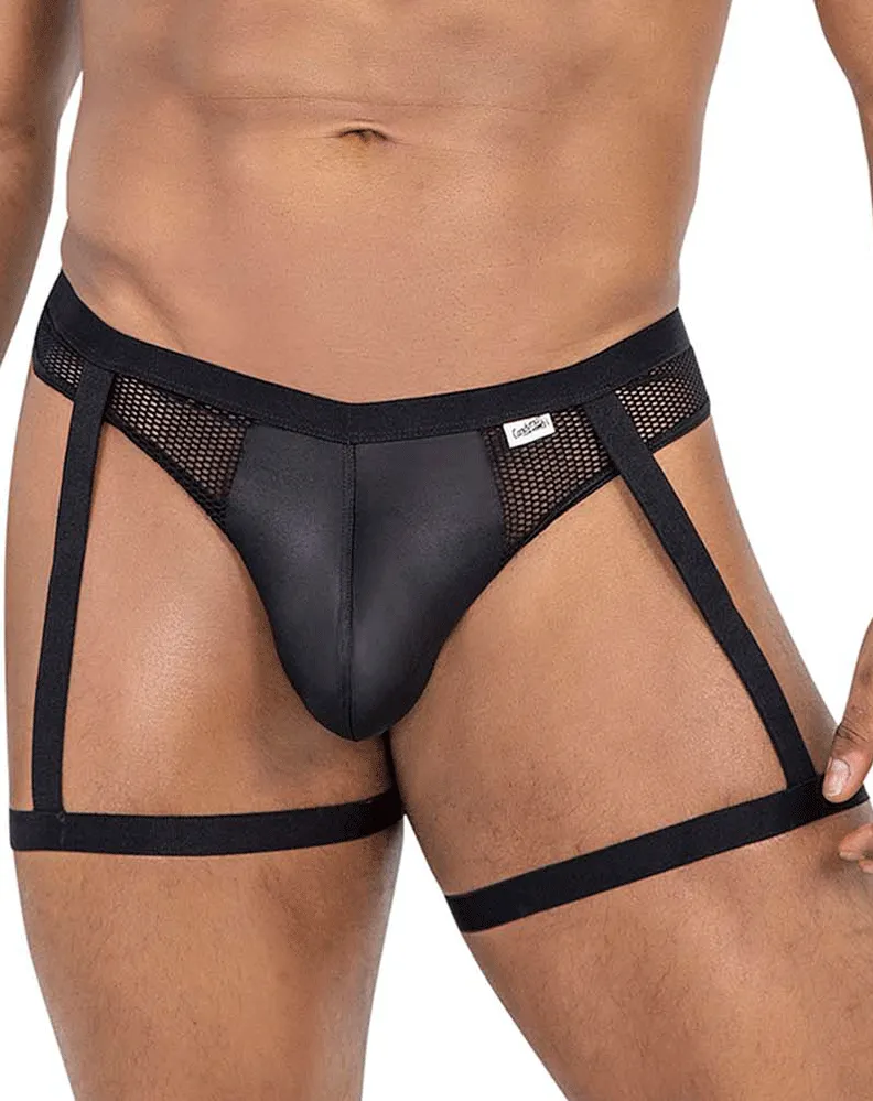 Bekleidung_Candyman_Herrenunterwäsche Candyman 99798 Strumpfhalter-Mesh-Tanga Schwarz