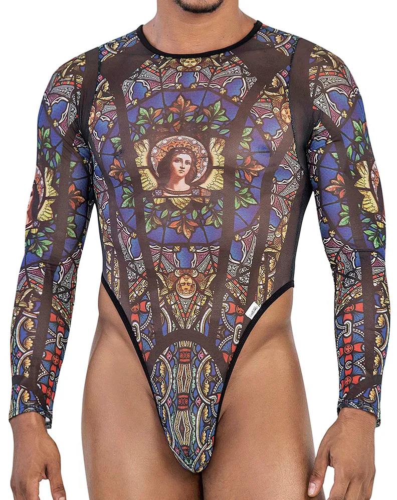 Bekleidung_Candyman_Herrenunterwäsche Candyman 99814 Buntglas-Body mit Schwarz-Druck